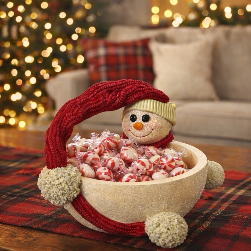 Dept 56 Billy Buttons Snowman Bowl Christmas Candy Dish Holiday